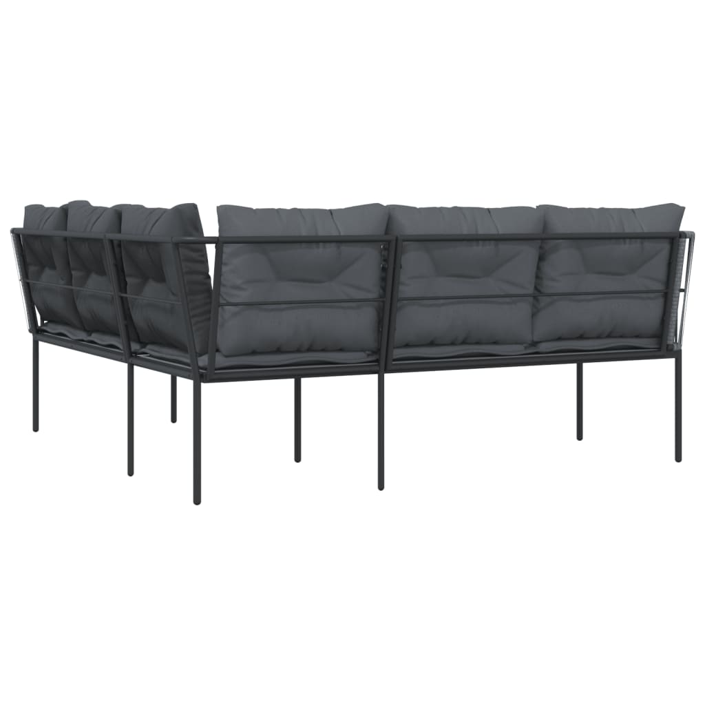 Tuinbank met kussens L-vormig staal en textileen zwart is nu te koop bij PeponiXL, paradijselijk wonen!