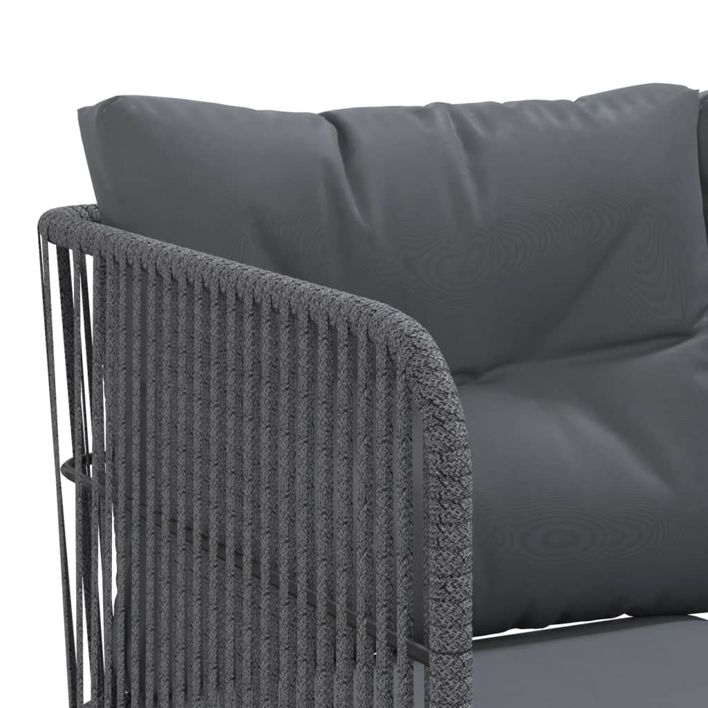 Tuinbank met kussens L-vormig staal en textileen zwart is nu te koop bij PeponiXL, paradijselijk wonen!