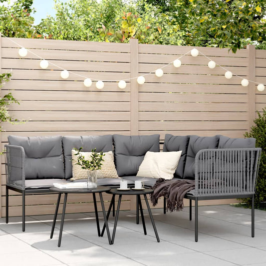 Tuinbank met kussens L-vormig staal en textileen zwart is nu te koop bij PeponiXL, paradijselijk wonen!