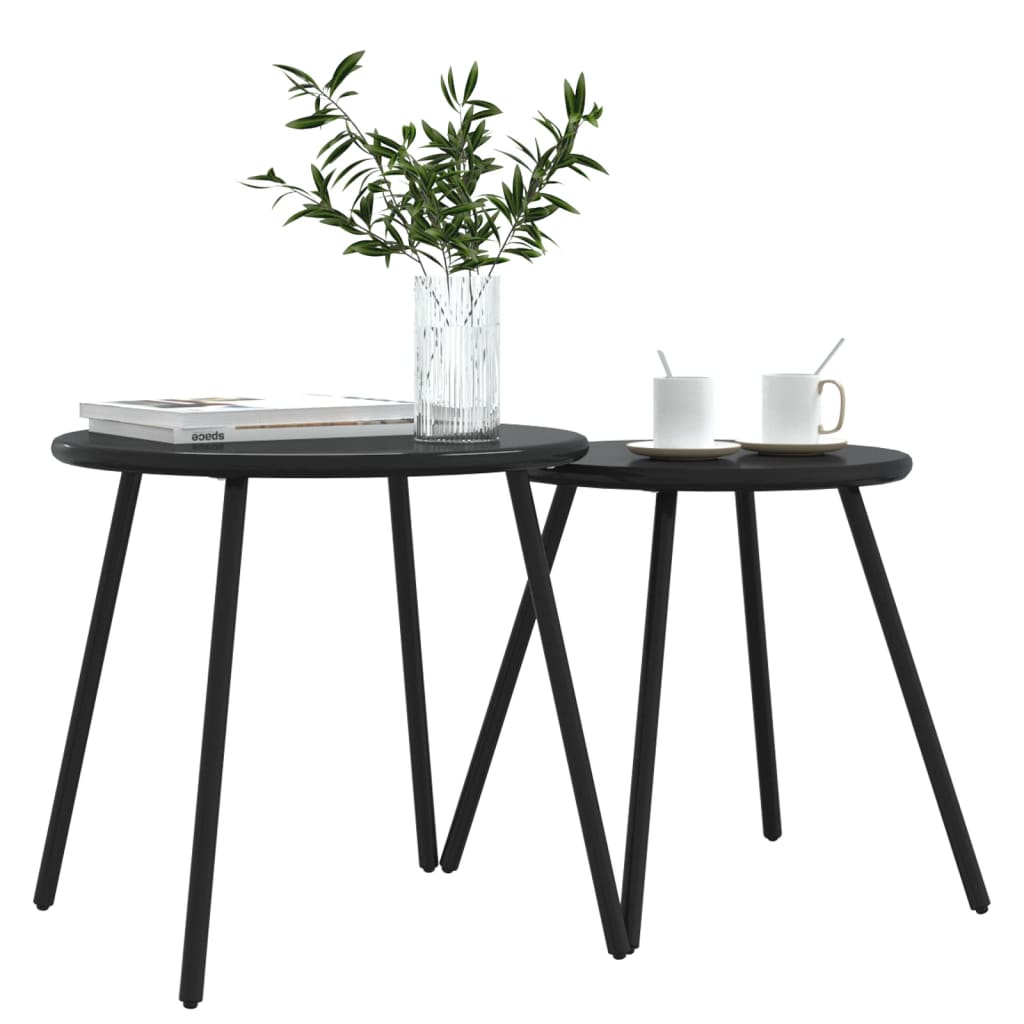 Tuintafeltjes 2 st rond gepoedercoat staal zwart is nu te koop bij PeponiXL, paradijselijk wonen!