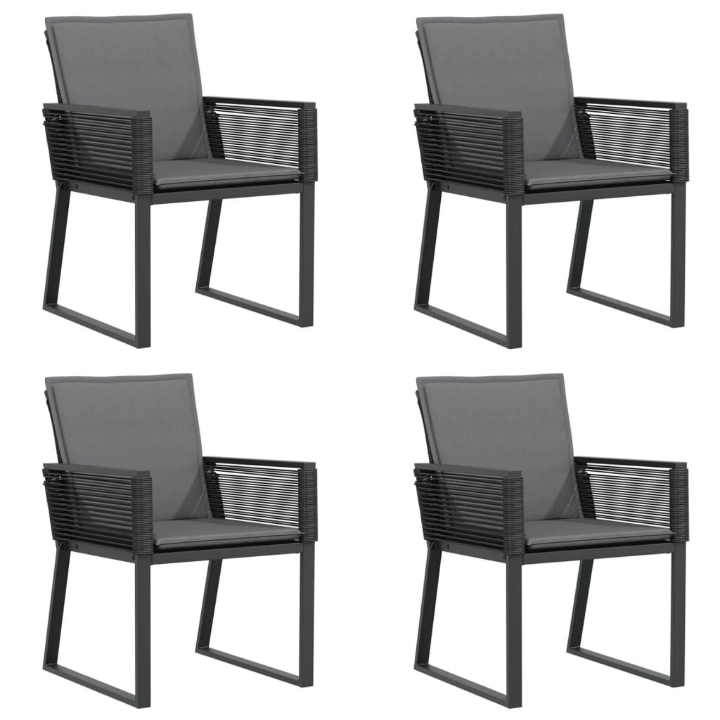 Tuinstoelen 4 st met kussens poly rattan zwart is nu te koop bij PeponiXL, paradijselijk wonen!