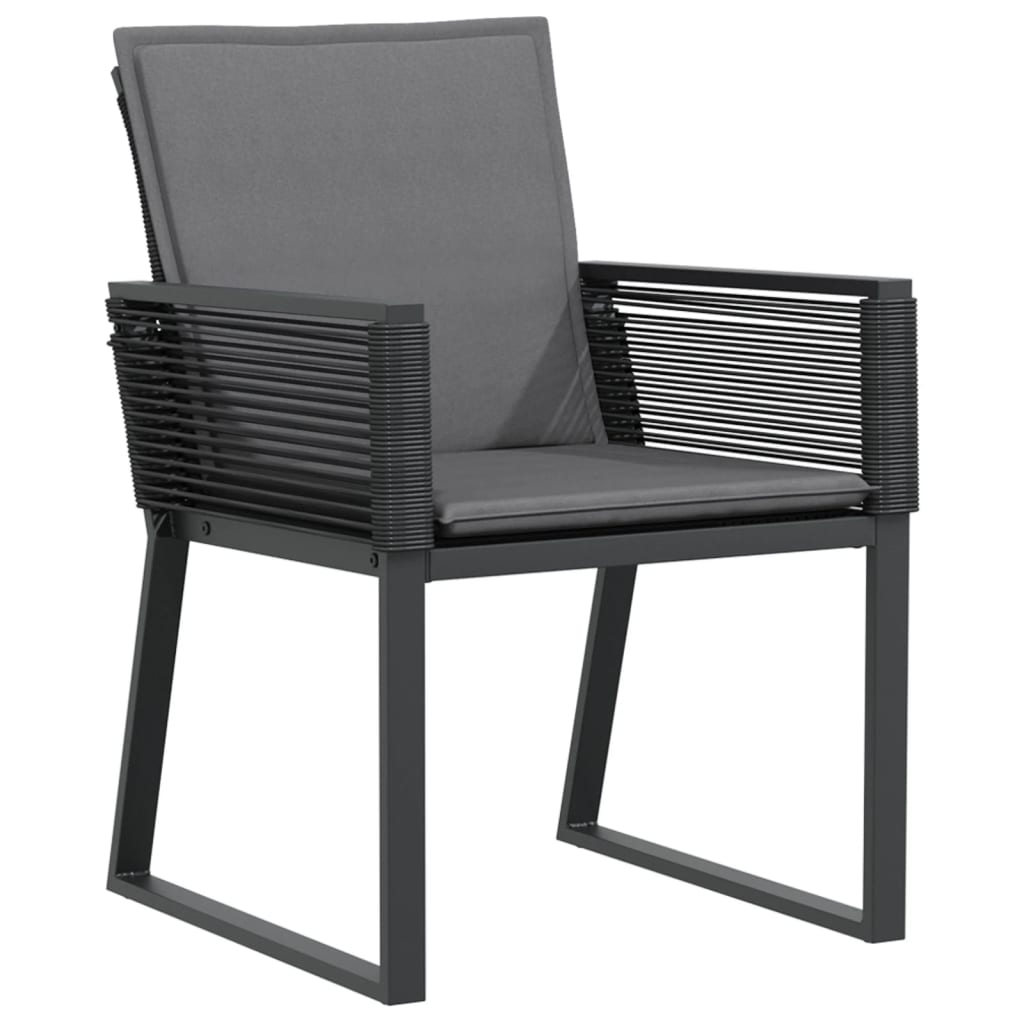 Tuinstoelen 4 st met kussens poly rattan zwart is nu te koop bij PeponiXL, paradijselijk wonen!
