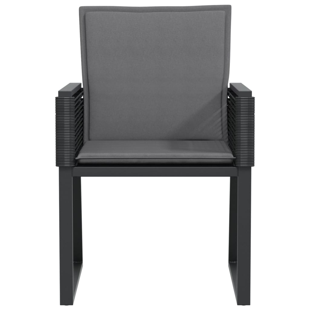 Tuinstoelen 4 st met kussens poly rattan zwart is nu te koop bij PeponiXL, paradijselijk wonen!