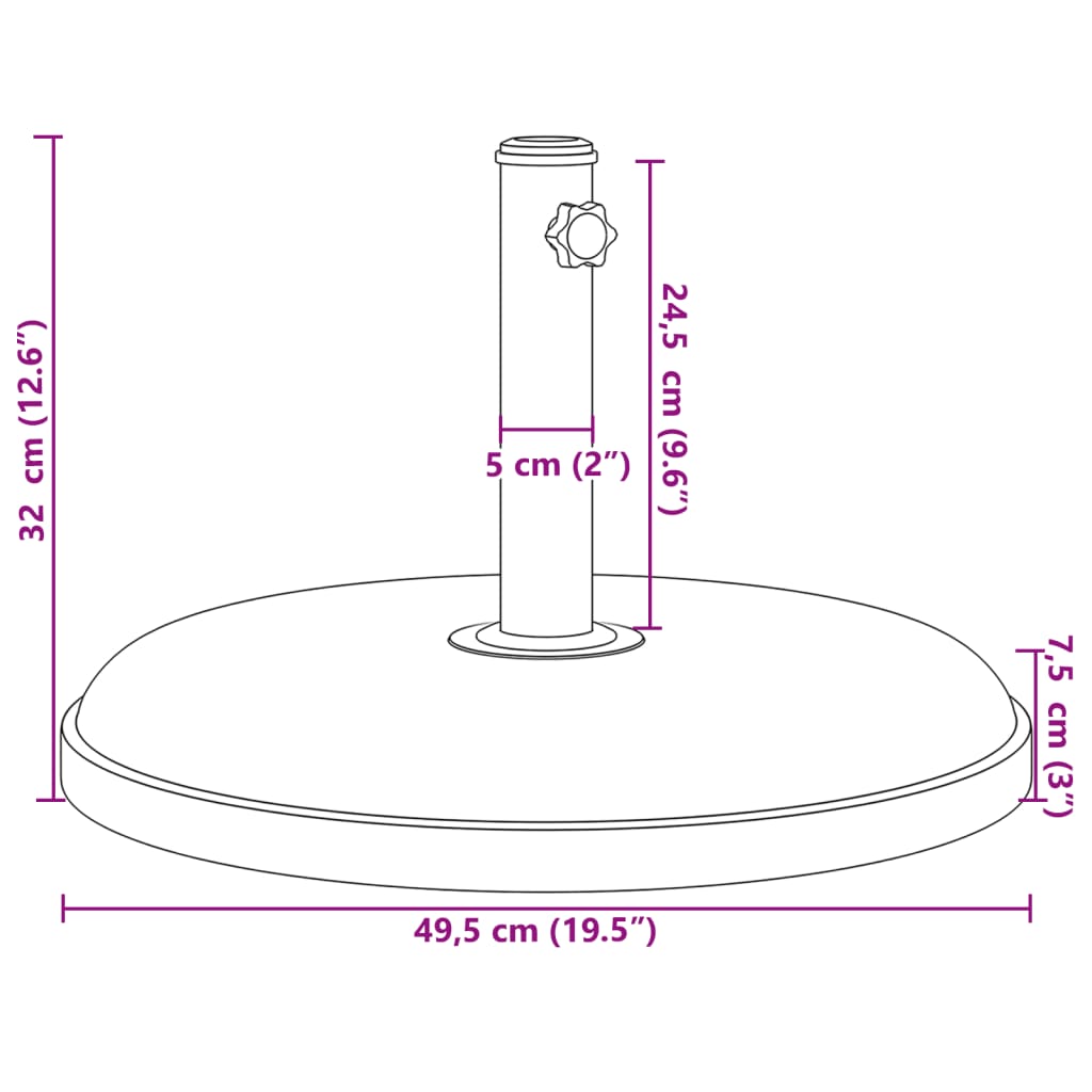 Parasolvoet voor stokken van Ø32/35/38 mm 25 kg rond is nu te koop bij PeponiXL, paradijselijk wonen!