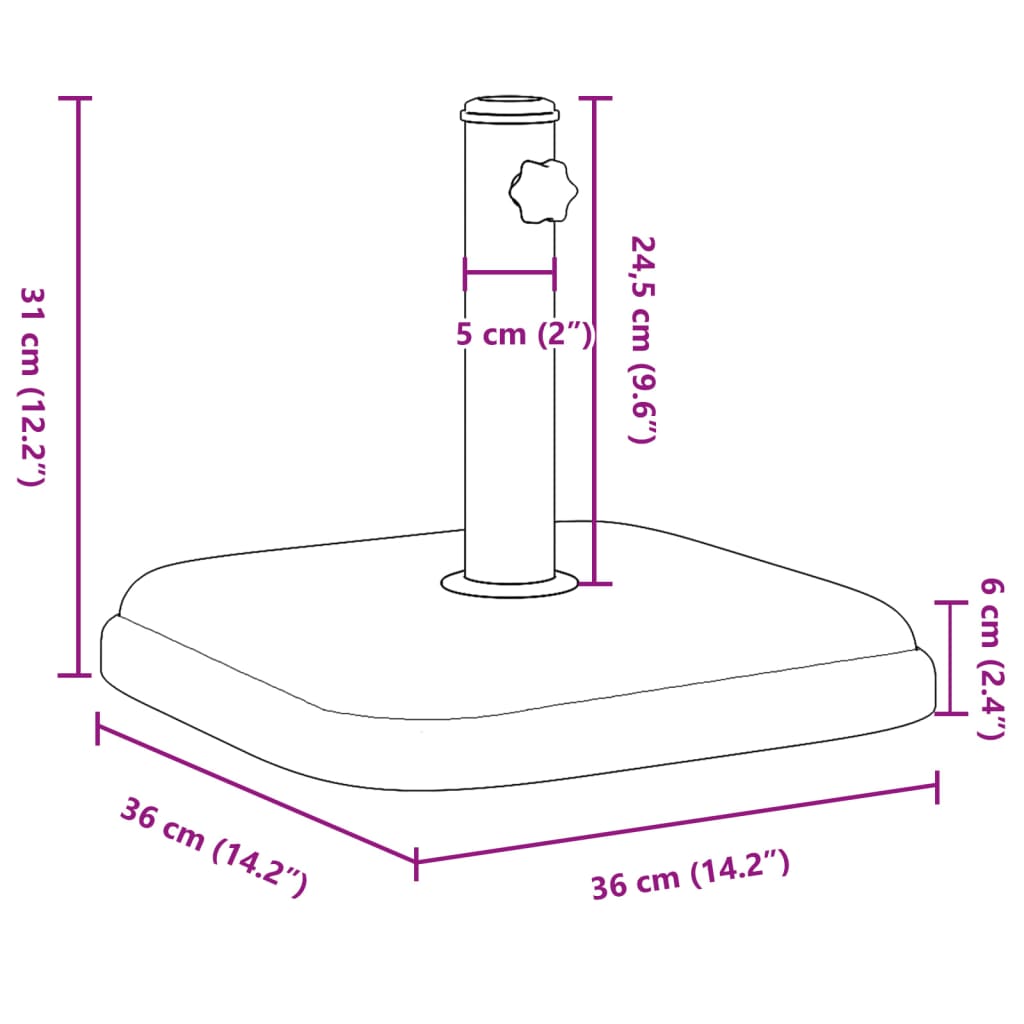 Parasolvoet voor stokken van Ø32/35/38 mm 11 kg vierkant is nu te koop bij PeponiXL, paradijselijk wonen!