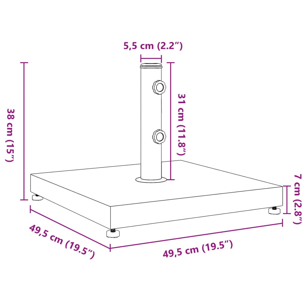 Parasolvoet voor stokken van Ø32/38/48 mm 28 kg vierkant is nu te koop bij PeponiXL, paradijselijk wonen!