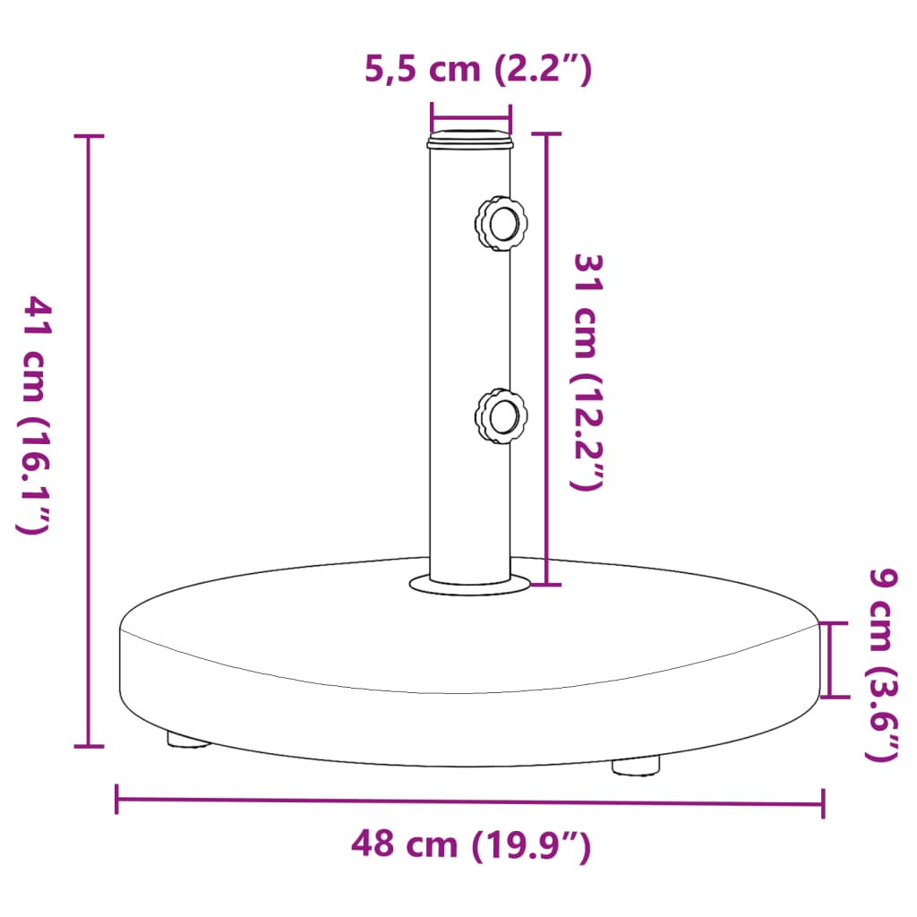 Parasolvoet voor stokken van Ø32/38/48 mm 25 kg rond is nu te koop bij PeponiXL, paradijselijk wonen!