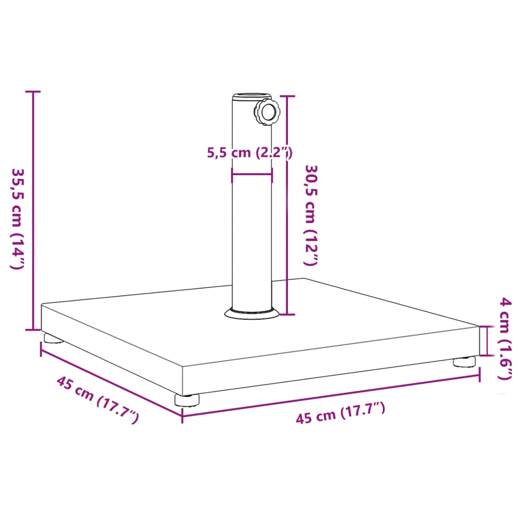 Parasolvoet voor stokken van Ø32/38/48 mm 18 kg vierkant is nu te koop bij PeponiXL, paradijselijk wonen!