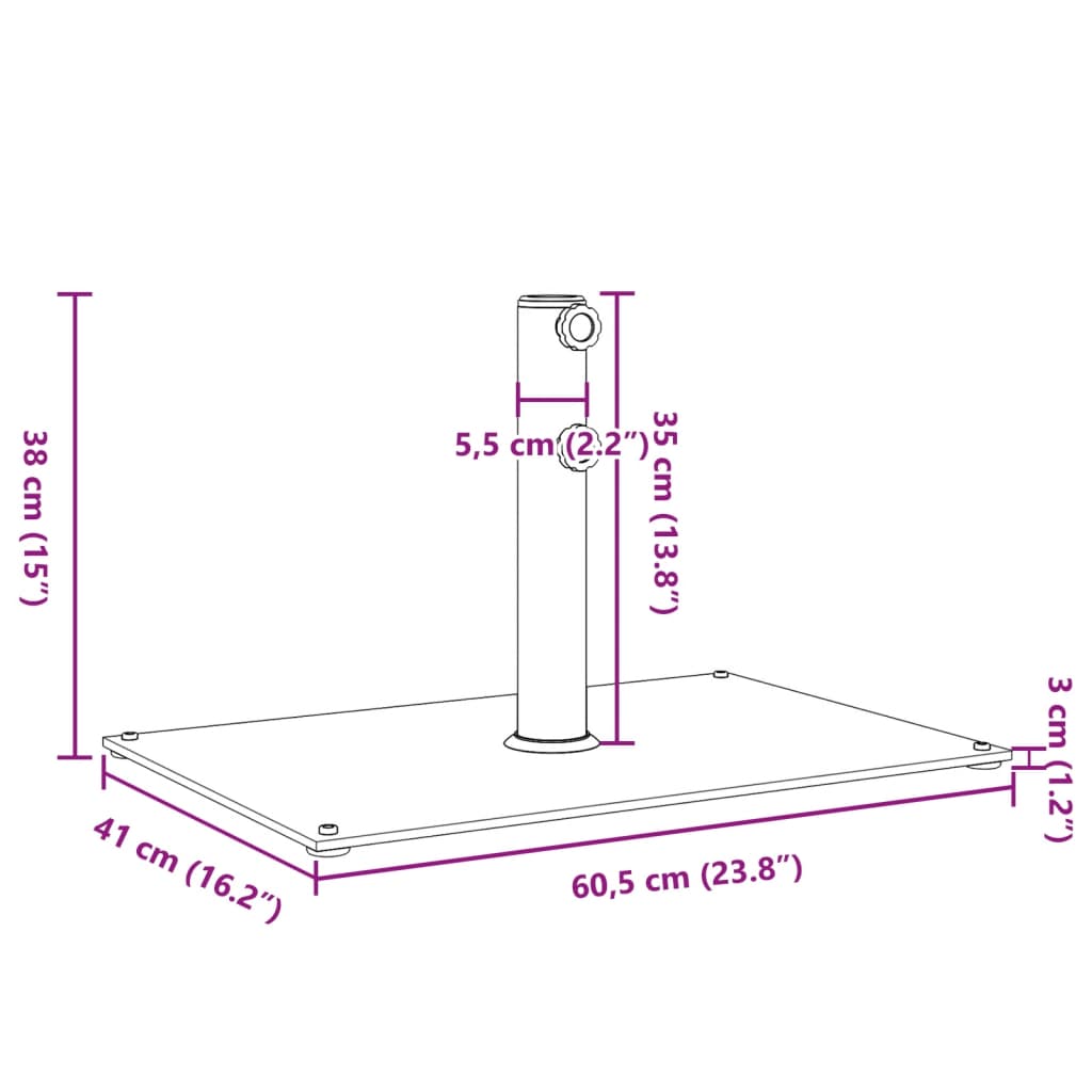 Parasolvoet voor stokken van Ø32/38/48 mm 15 kg rechthoekig is nu te koop bij PeponiXL, paradijselijk wonen!