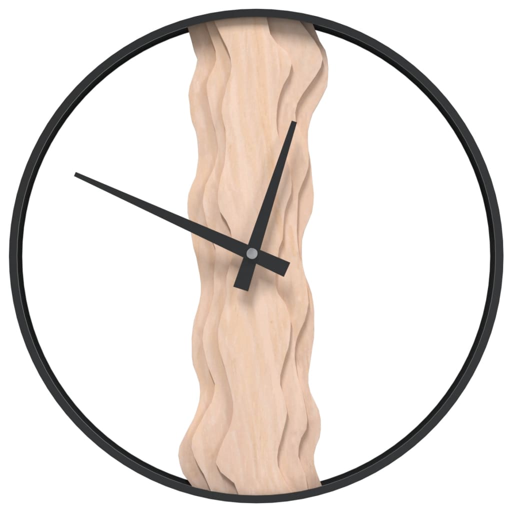 Wandklok Ø35 cm ijzer en eikenhout bruin is nu te koop bij PeponiXL, paradijselijk wonen!