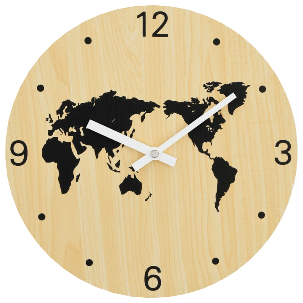 Wandklok Ø30 cm bewerkt hout geel en zwart is nu te koop bij PeponiXL, paradijselijk wonen!