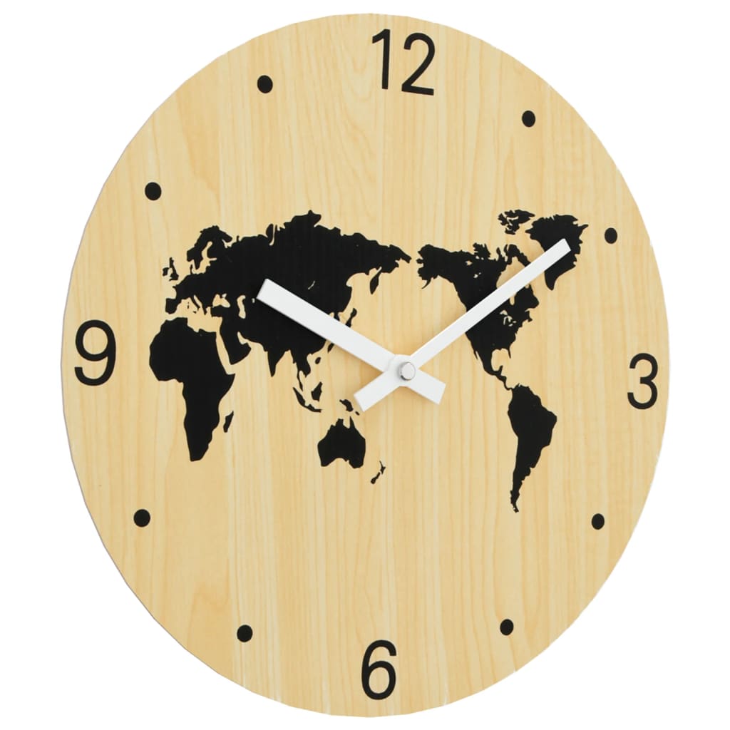 Wandklok Ø30 cm bewerkt hout geel en zwart is nu te koop bij PeponiXL, paradijselijk wonen!
