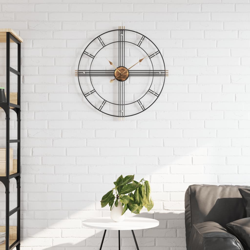 Wandklok Ø60 cm ijzer zwart is nu te koop bij PeponiXL, paradijselijk wonen!