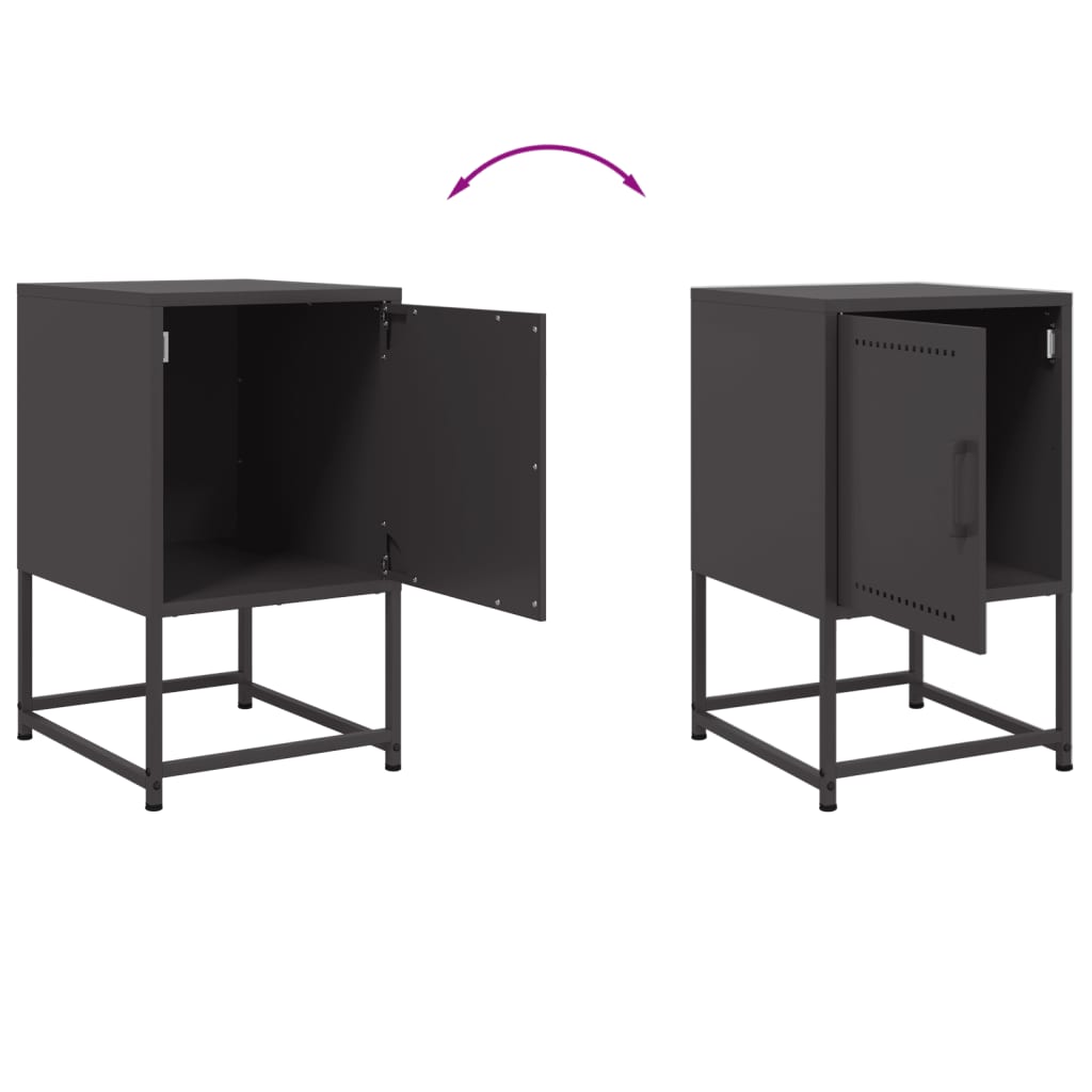 Nachtkastjes 2 st 36x39x60,5 cm staal zwart is nu te koop bij PeponiXL, paradijselijk wonen!