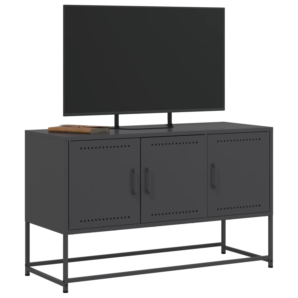 Tv-meubel 100,5x39x60,5 cm staal zwart is nu te koop bij PeponiXL, paradijselijk wonen!