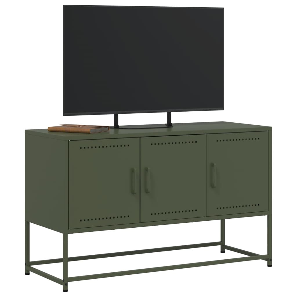 Tv-meubel 100,5x39x60,5 cm staal olijfgroen is nu te koop bij PeponiXL, paradijselijk wonen!