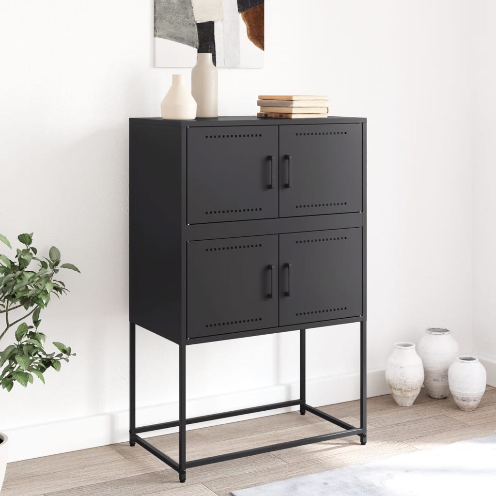Dressoir 68,5x38,5x107 cm staal zwart is nu te koop bij PeponiXL, paradijselijk wonen!