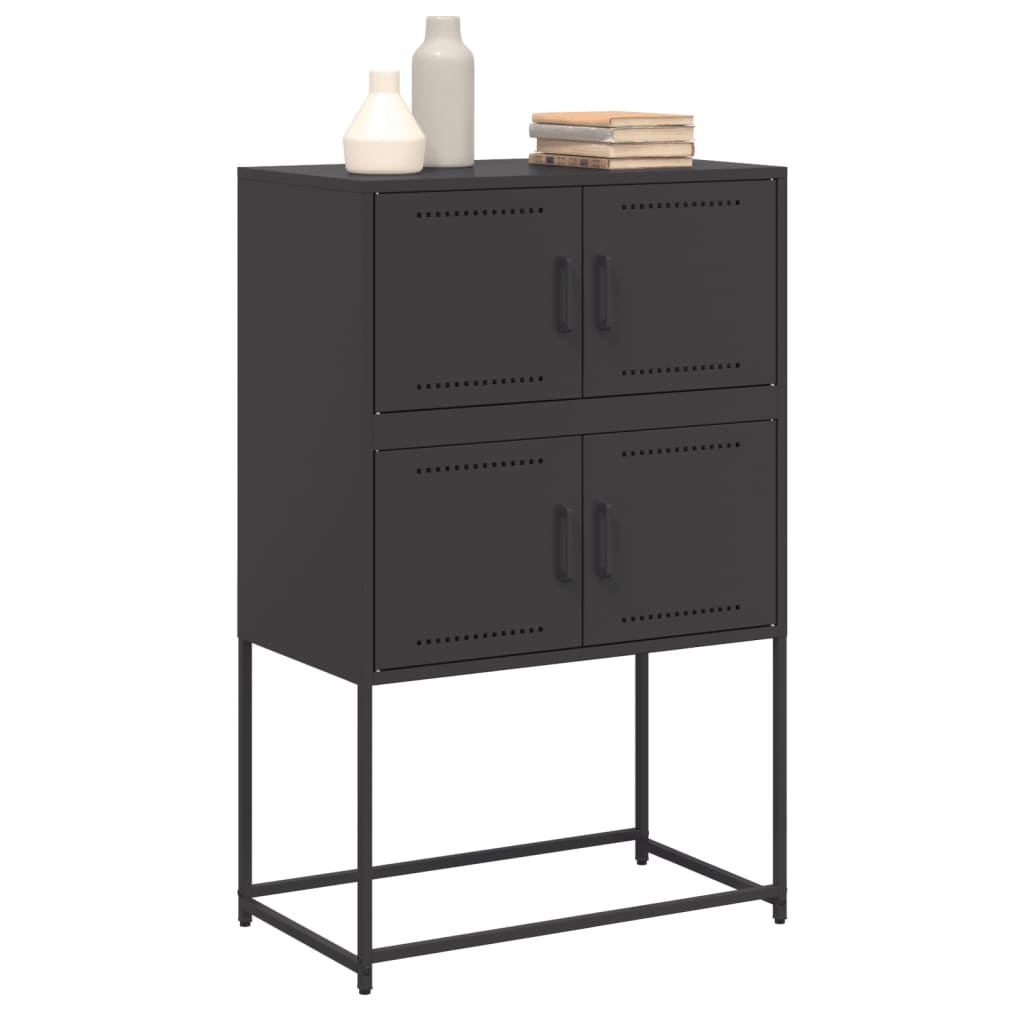 Dressoir 68,5x38,5x107 cm staal zwart is nu te koop bij PeponiXL, paradijselijk wonen!