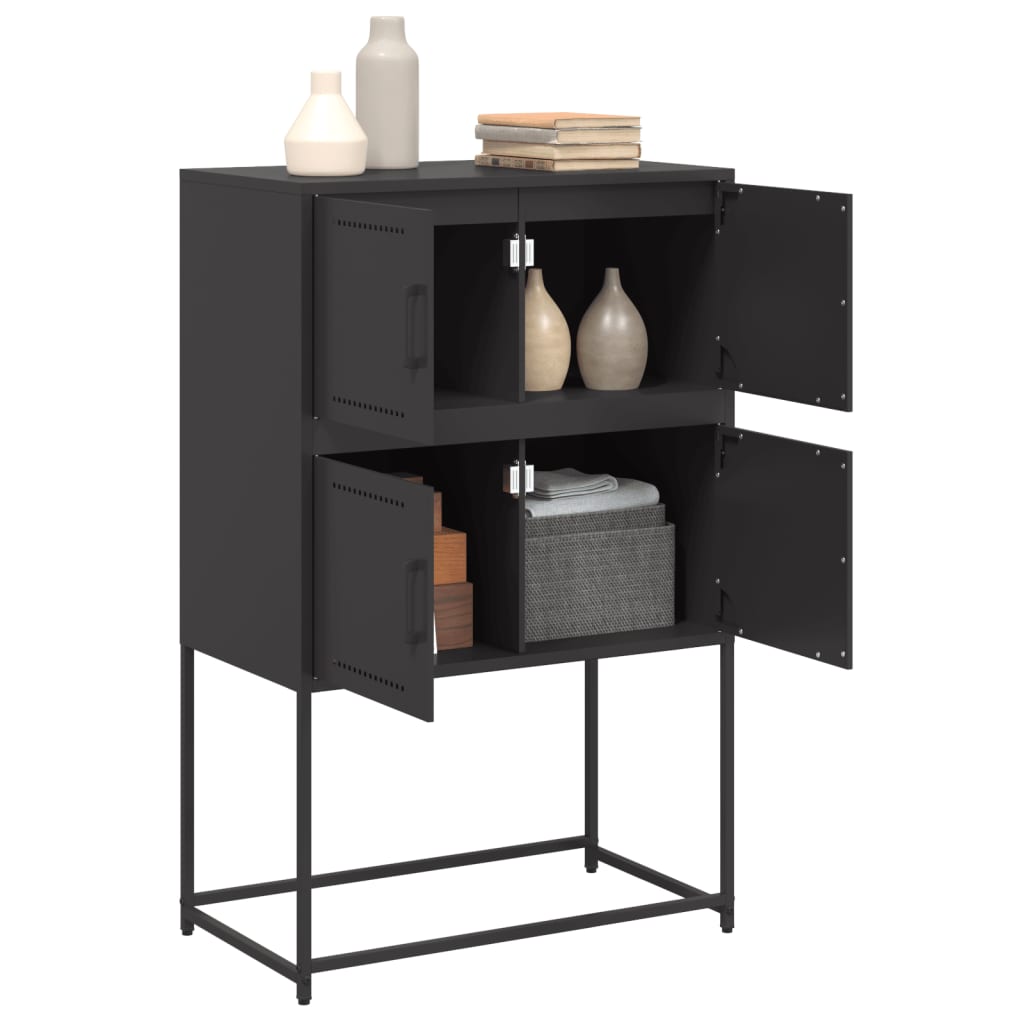 Dressoir 68,5x38,5x107 cm staal zwart is nu te koop bij PeponiXL, paradijselijk wonen!
