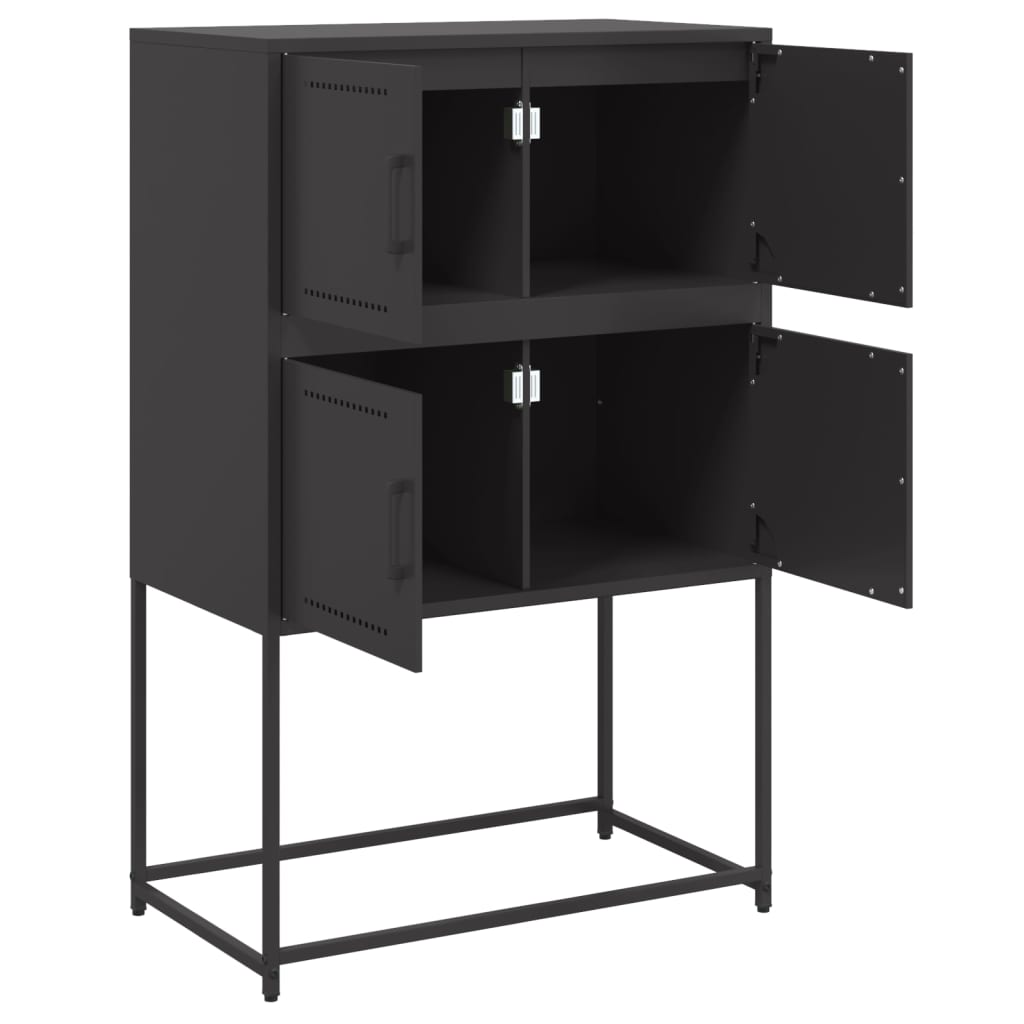 Dressoir 68,5x38,5x107 cm staal zwart is nu te koop bij PeponiXL, paradijselijk wonen!