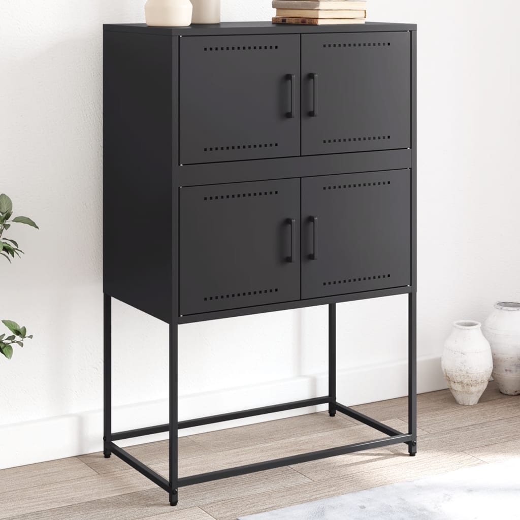 Dressoir 68,5x38,5x107 cm staal zwart is nu te koop bij PeponiXL, paradijselijk wonen!