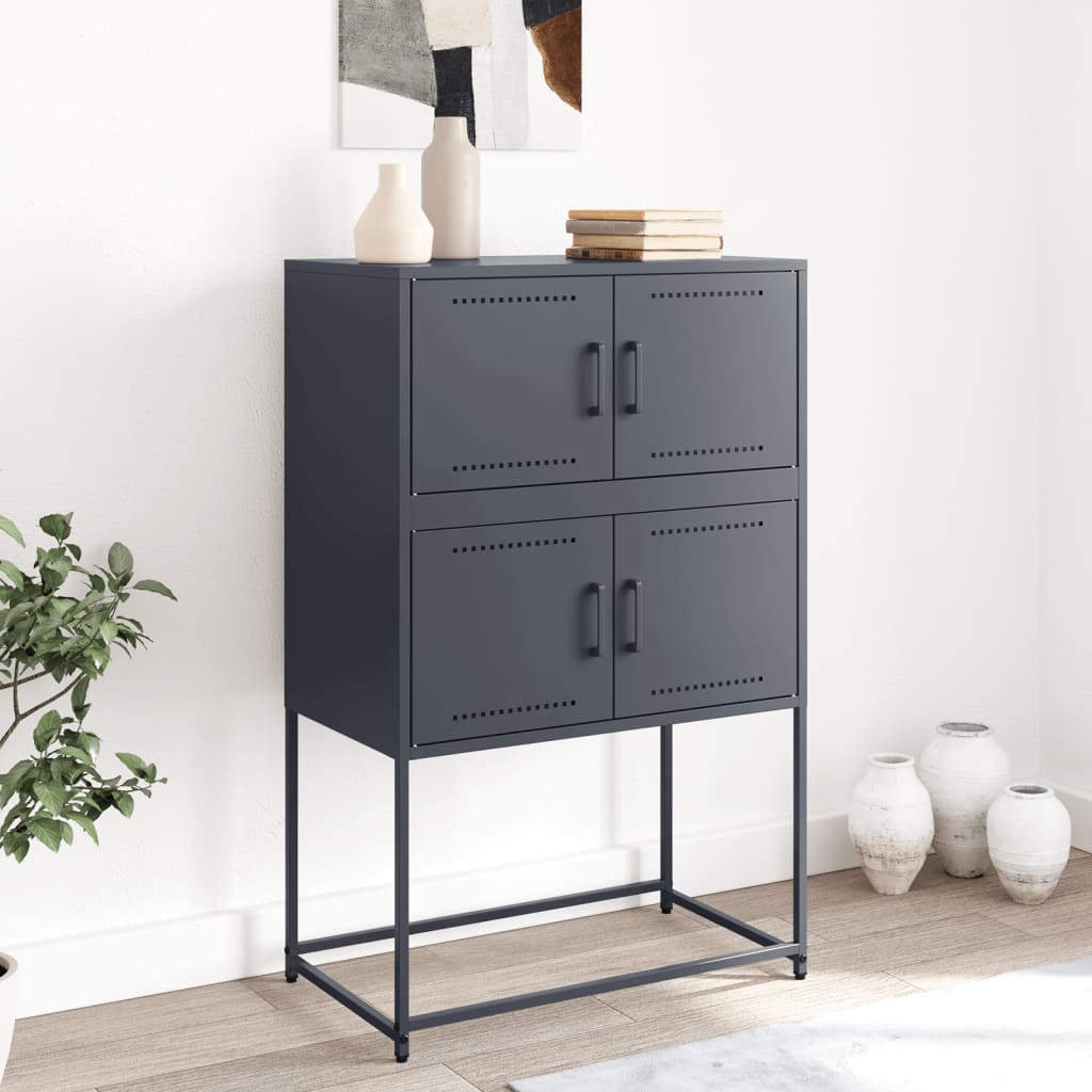 Dressoir 68,5x38,5x107 cm staal antracietkleurig is nu te koop bij PeponiXL, paradijselijk wonen!