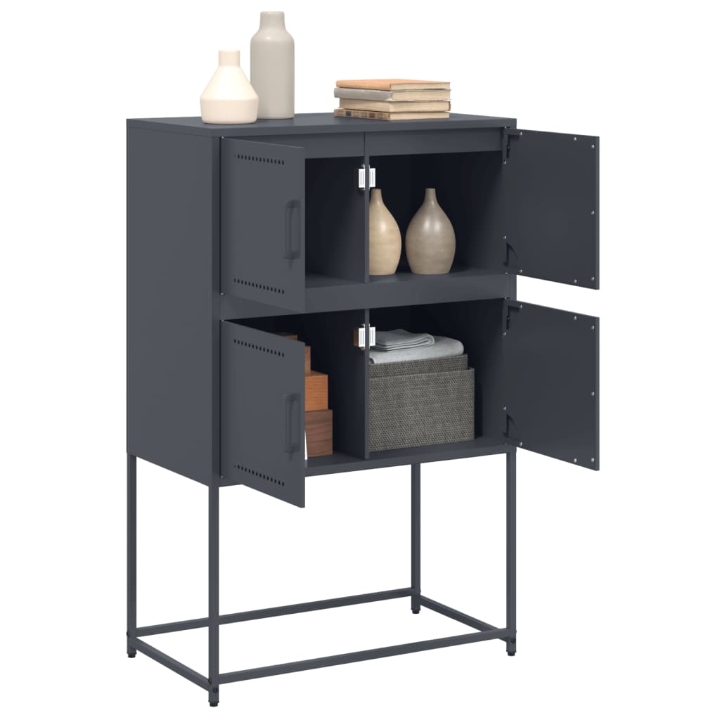 Dressoir 68,5x38,5x107 cm staal antracietkleurig is nu te koop bij PeponiXL, paradijselijk wonen!
