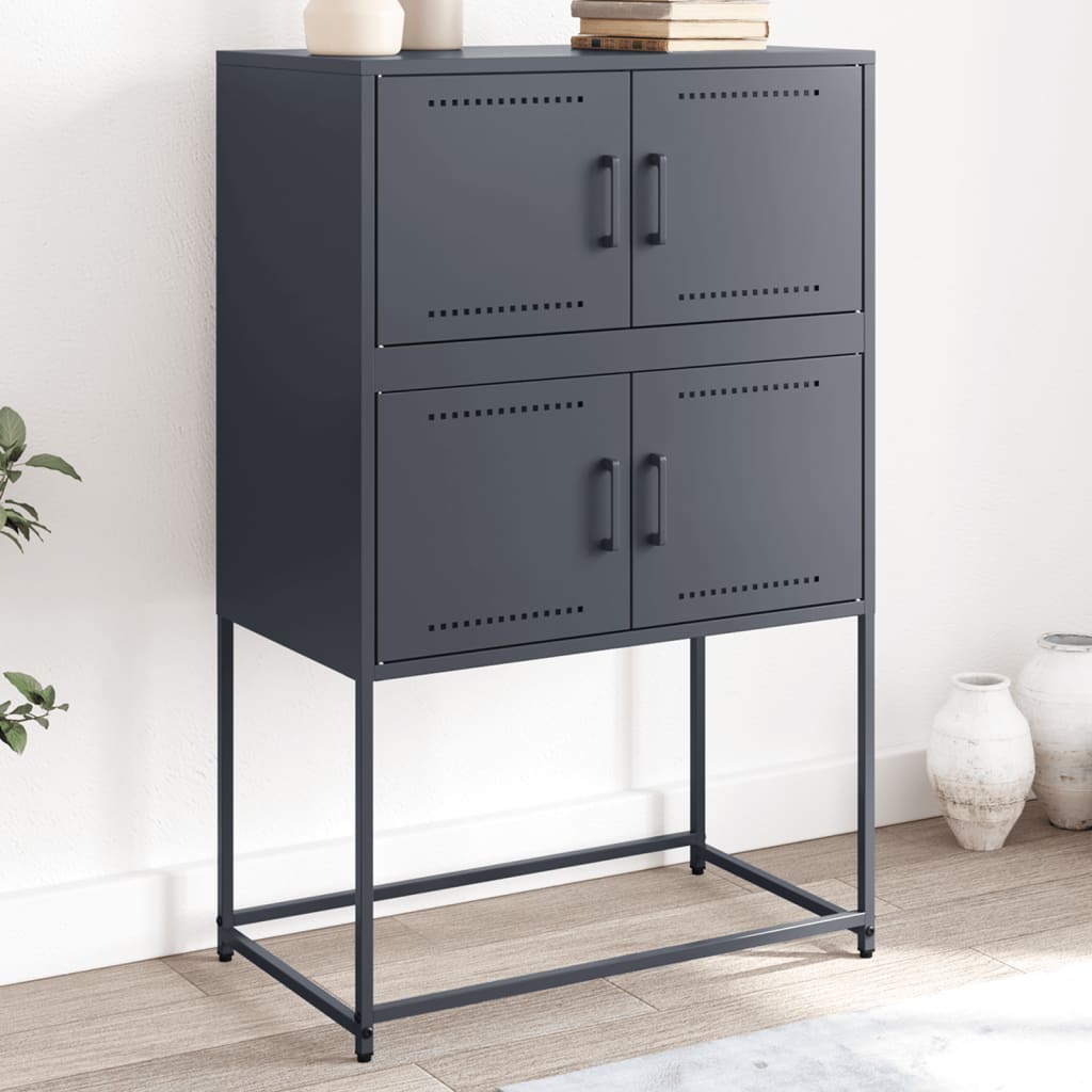 Dressoir 68,5x38,5x107 cm staal antracietkleurig is nu te koop bij PeponiXL, paradijselijk wonen!