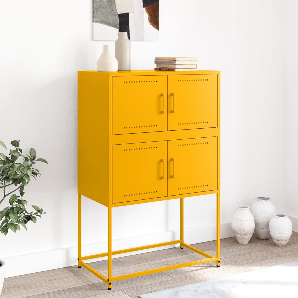 Dressoir 68,5x38,5x107 cm staal mosterdgeel is nu te koop bij PeponiXL, paradijselijk wonen!