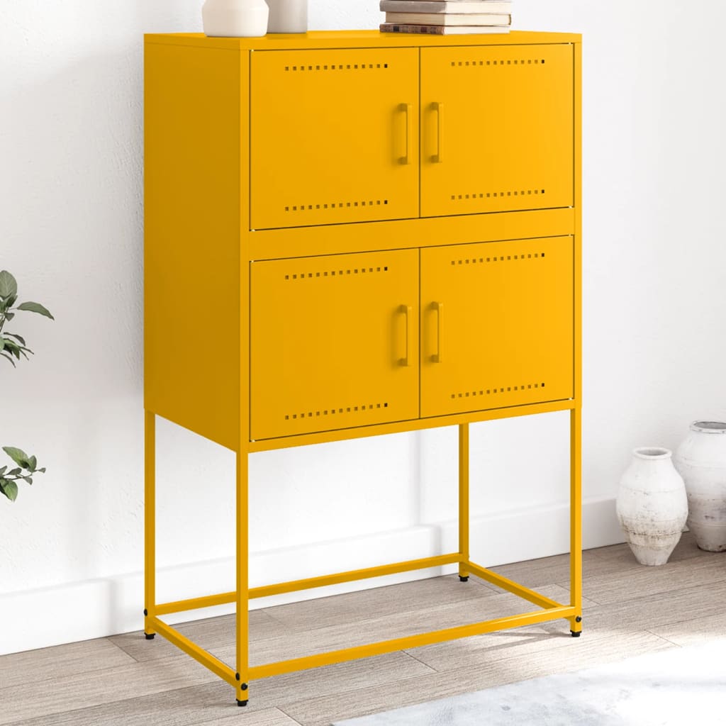 Dressoir 68,5x38,5x107 cm staal mosterdgeel is nu te koop bij PeponiXL, paradijselijk wonen!