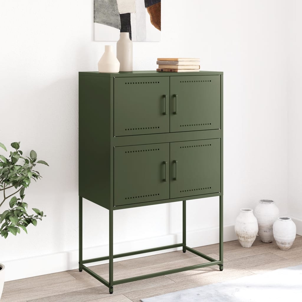 Dressoir 68,5x38,5x107 cm staal olijfgroen is nu te koop bij PeponiXL, paradijselijk wonen!
