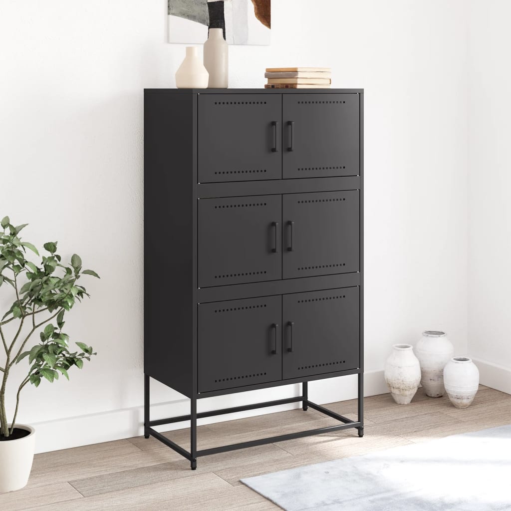 Dressoir 68,5x38,5x123,5 cm staal zwart is nu te koop bij PeponiXL, paradijselijk wonen!