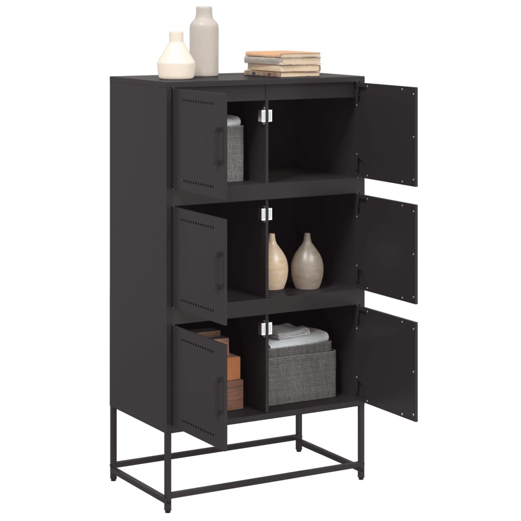 Dressoir 68,5x38,5x123,5 cm staal zwart is nu te koop bij PeponiXL, paradijselijk wonen!