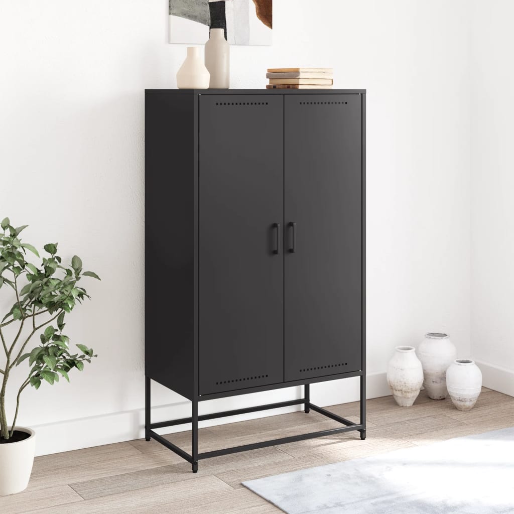 Hoge kast 68,5x38,5x123,5 cm staal zwart is nu te koop bij PeponiXL, paradijselijk wonen!
