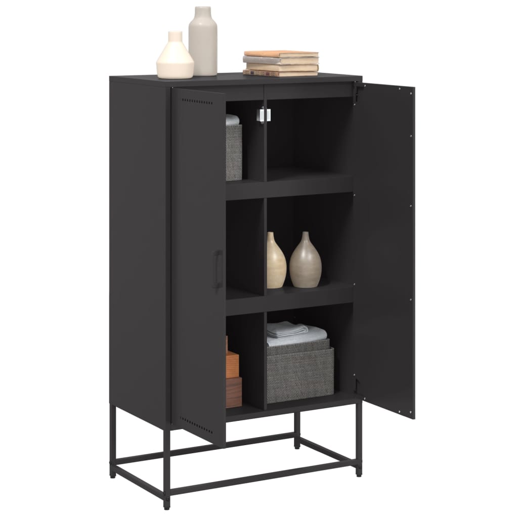 Hoge kast 68,5x38,5x123,5 cm staal zwart is nu te koop bij PeponiXL, paradijselijk wonen!