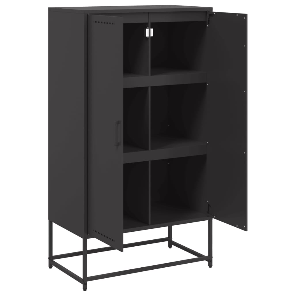 Hoge kast 68,5x38,5x123,5 cm staal zwart is nu te koop bij PeponiXL, paradijselijk wonen!