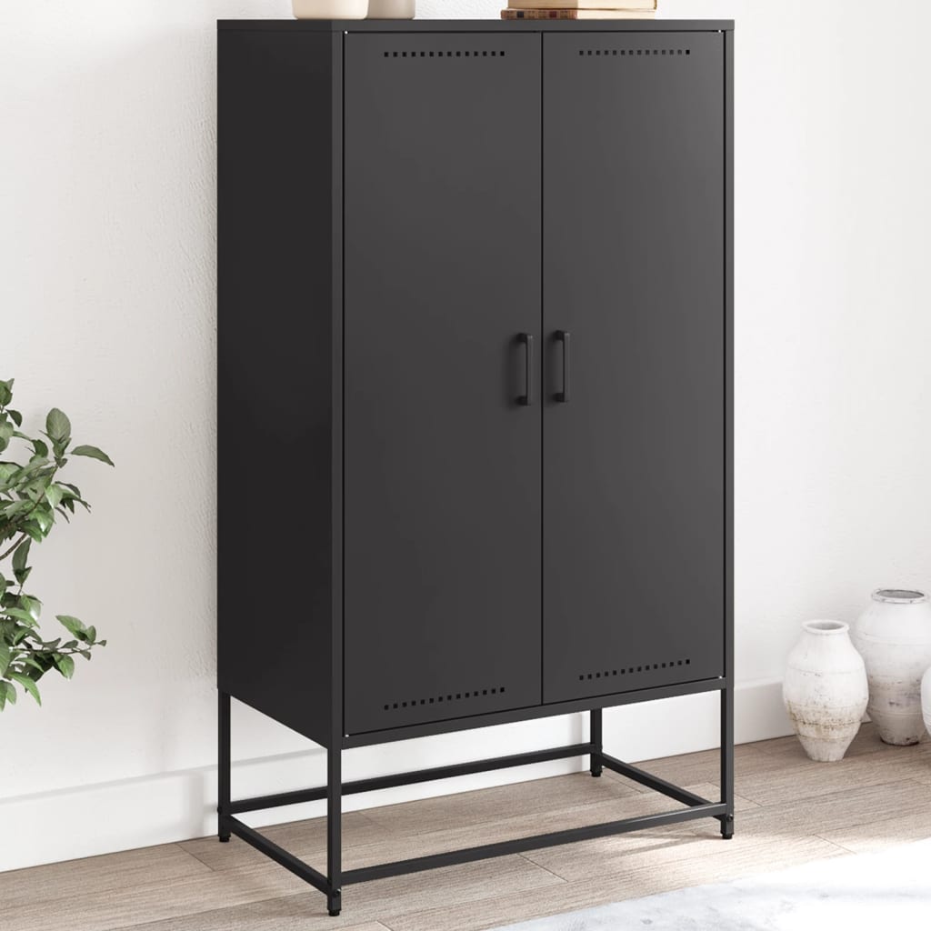 Hoge kast 68,5x38,5x123,5 cm staal zwart is nu te koop bij PeponiXL, paradijselijk wonen!