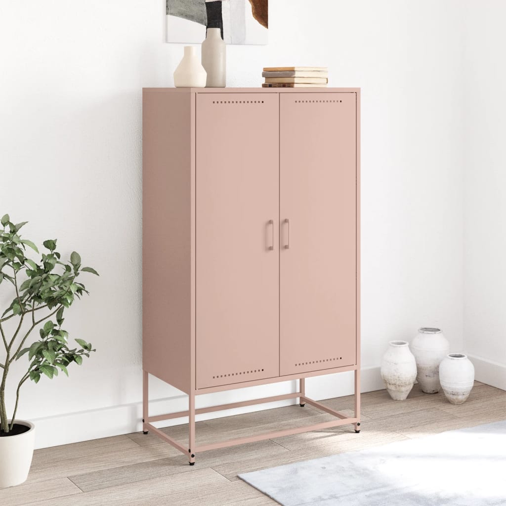 Hoge kast 68,5x38,5x123,5 cm staal roze is nu te koop bij PeponiXL, paradijselijk wonen!