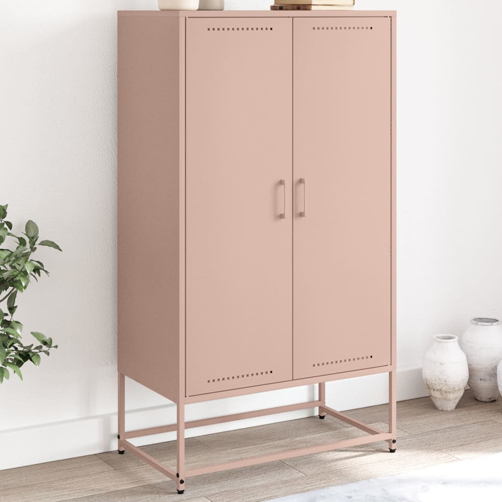 Hoge kast 68,5x38,5x123,5 cm staal roze is nu te koop bij PeponiXL, paradijselijk wonen!