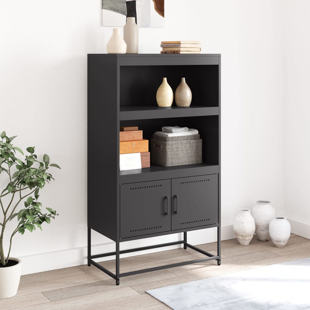 Hoge kast 68,5x38,5x123,5 cm staal zwart is nu te koop bij PeponiXL, paradijselijk wonen!