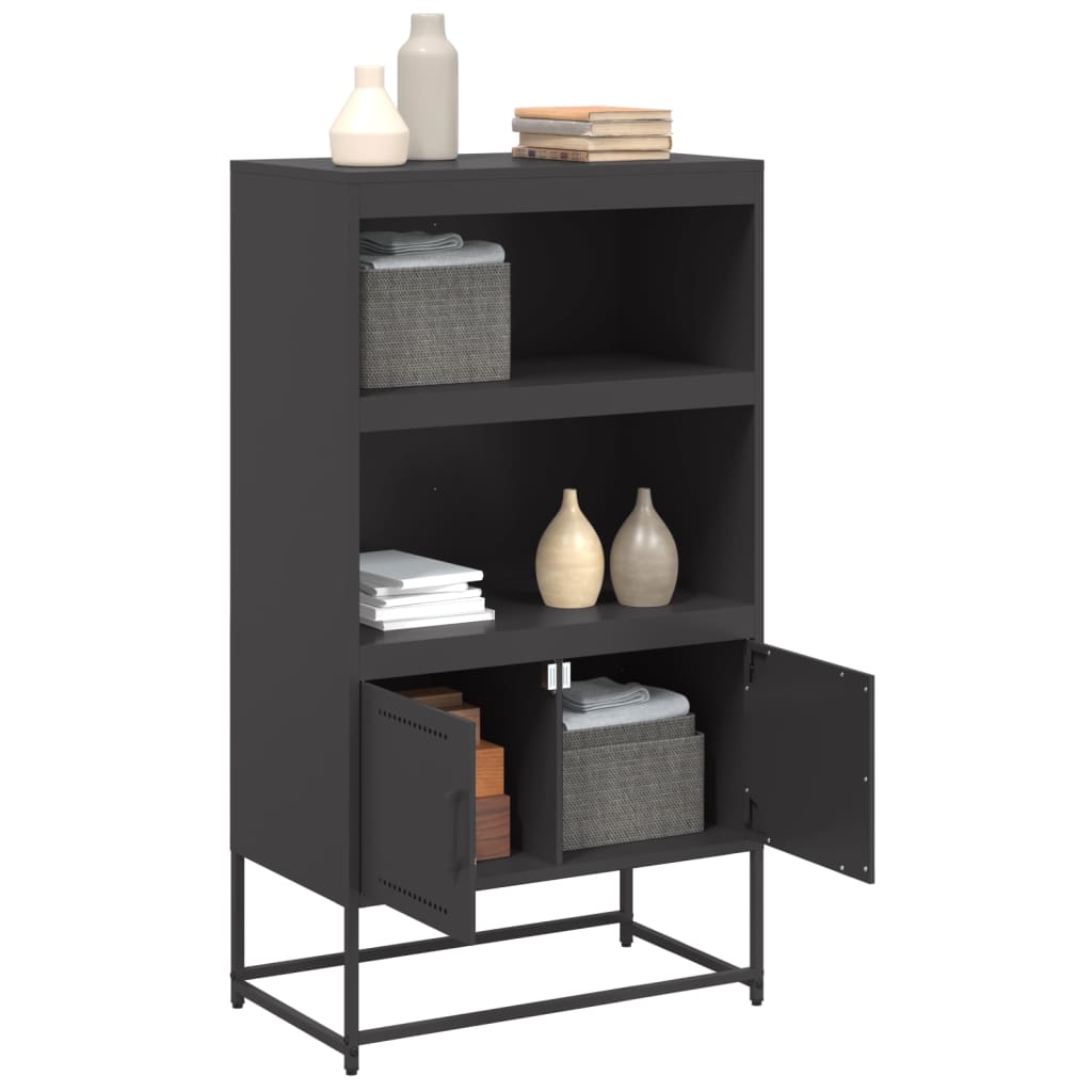 Hoge kast 68,5x38,5x123,5 cm staal zwart is nu te koop bij PeponiXL, paradijselijk wonen!
