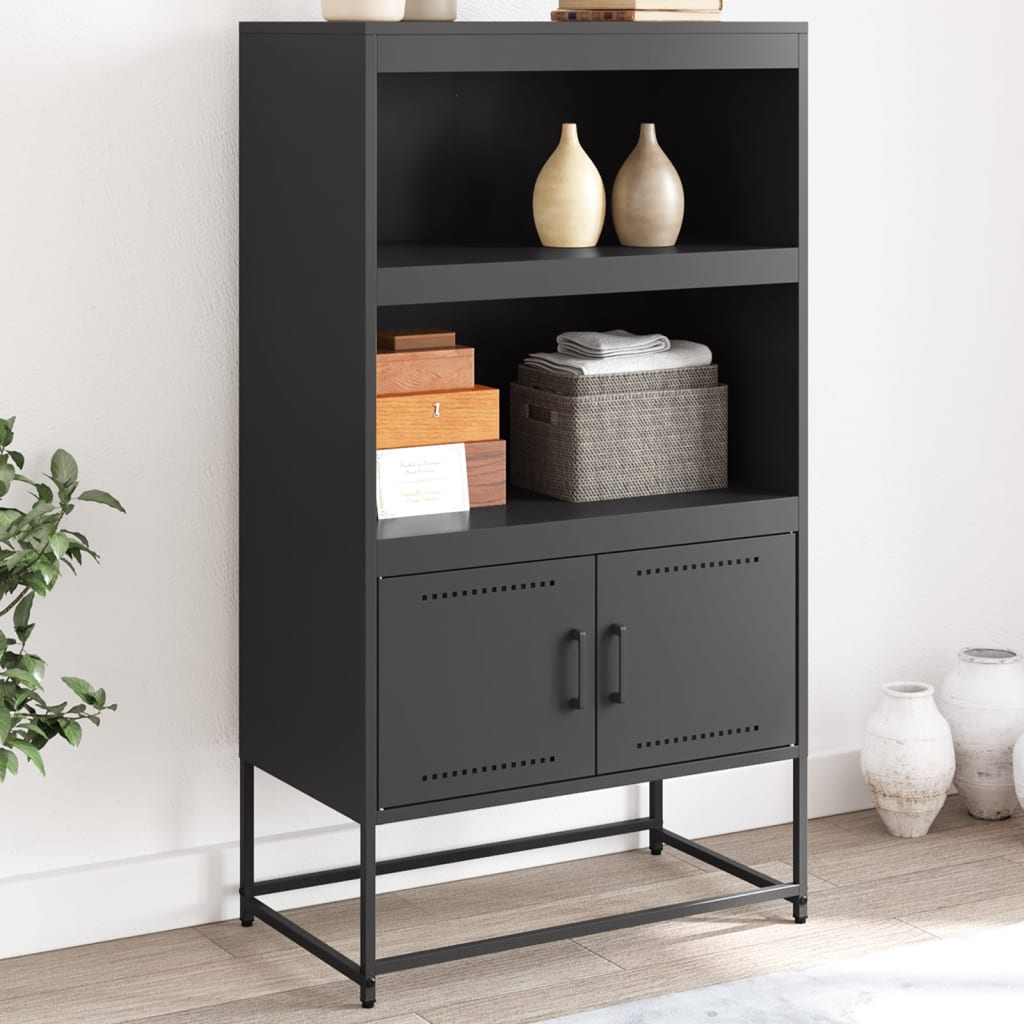 Hoge kast 68,5x38,5x123,5 cm staal zwart is nu te koop bij PeponiXL, paradijselijk wonen!