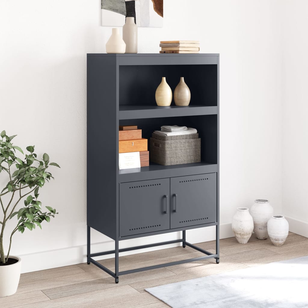 Hoge kast 68,5x38,5x123,5 cm staal antracietkleurig is nu te koop bij PeponiXL, paradijselijk wonen!