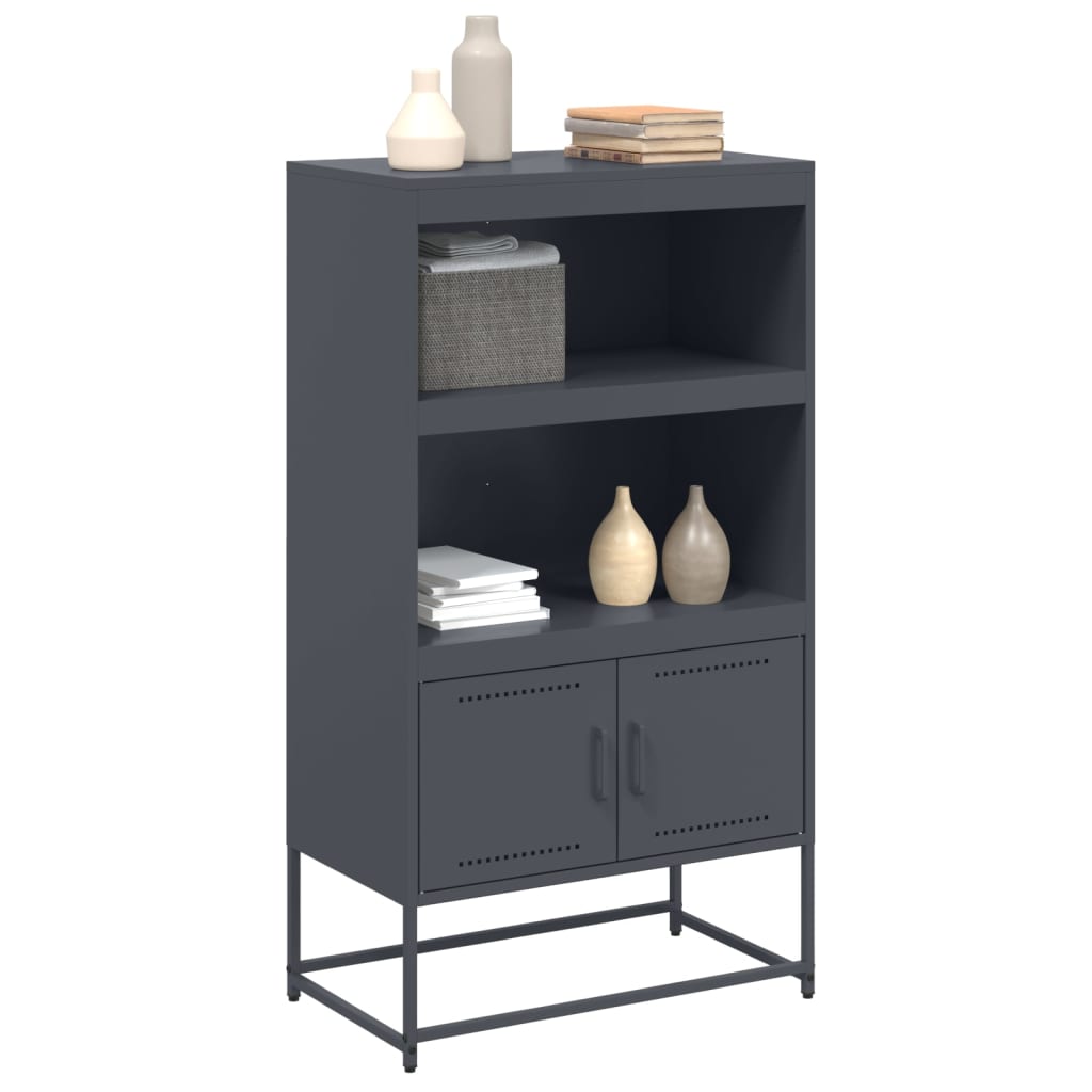 Hoge kast 68,5x38,5x123,5 cm staal antracietkleurig is nu te koop bij PeponiXL, paradijselijk wonen!
