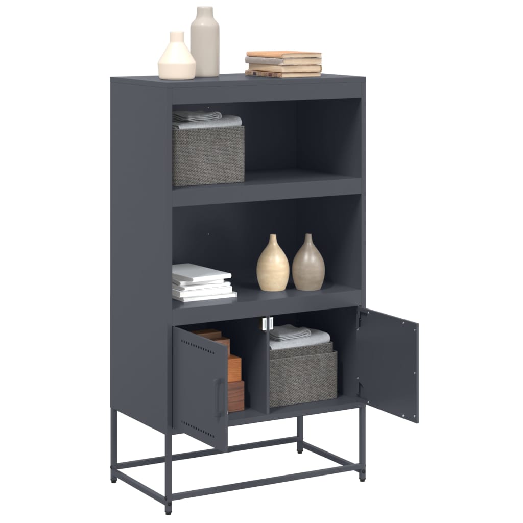 Hoge kast 68,5x38,5x123,5 cm staal antracietkleurig is nu te koop bij PeponiXL, paradijselijk wonen!
