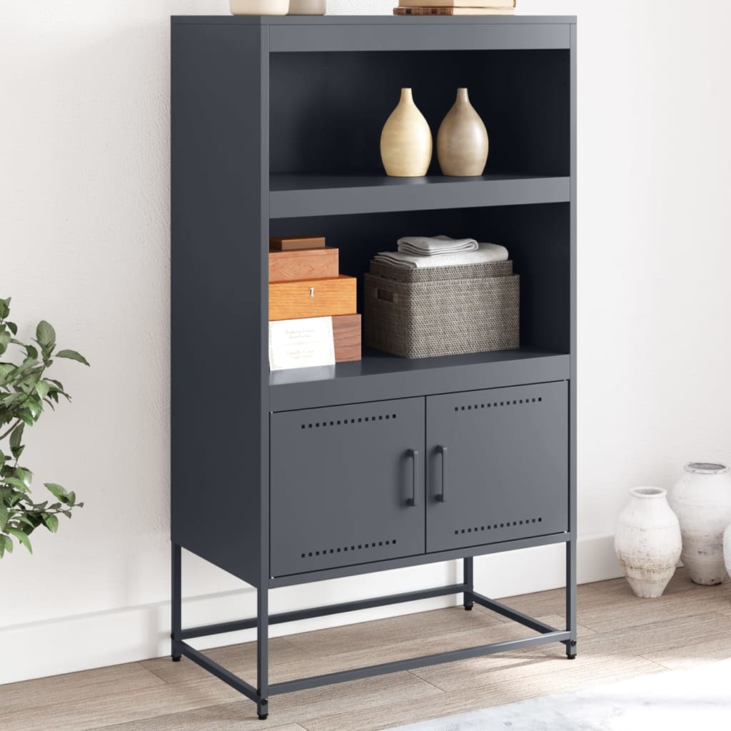 Hoge kast 68,5x38,5x123,5 cm staal antracietkleurig is nu te koop bij PeponiXL, paradijselijk wonen!