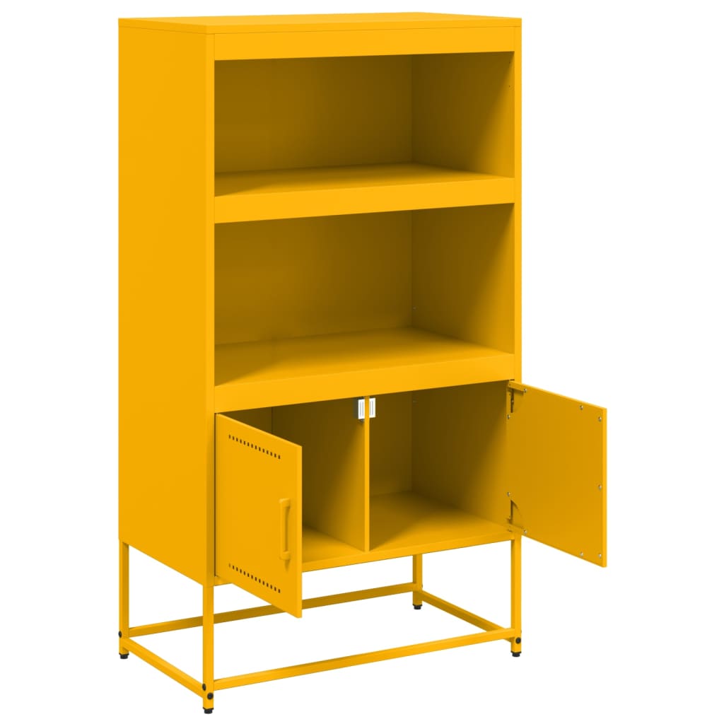 Hoge kast 68,5x38,5x123,5 cm staal mosterdgeel is nu te koop bij PeponiXL, paradijselijk wonen!