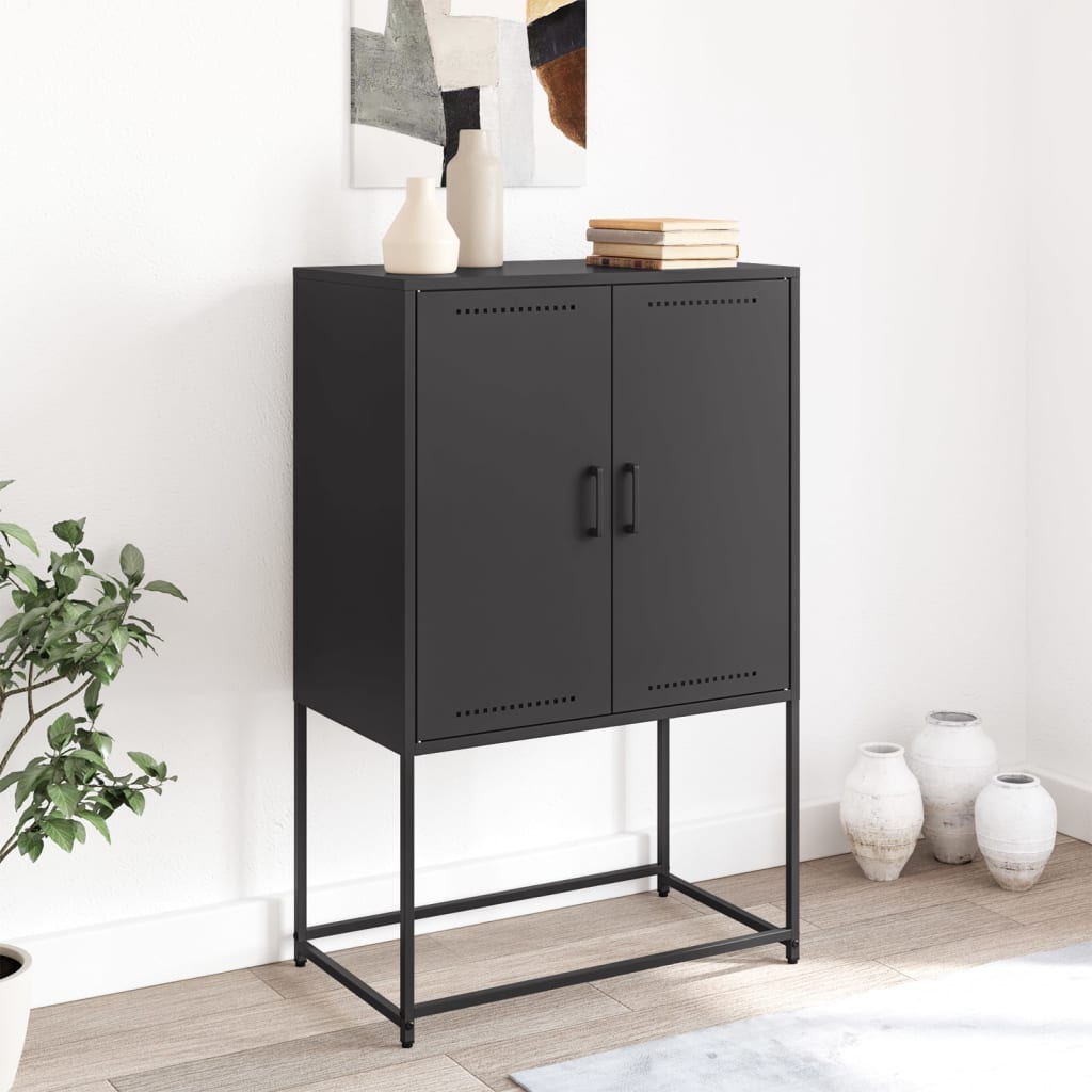 Hoge kast 68,5x38,5x107 cm staal zwart is nu te koop bij PeponiXL, paradijselijk wonen!