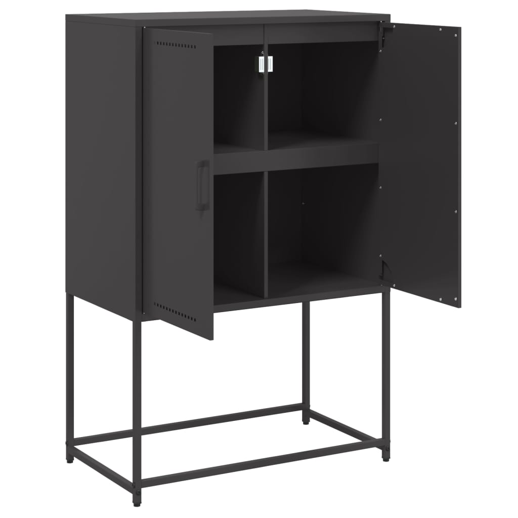 Hoge kast 68,5x38,5x107 cm staal zwart is nu te koop bij PeponiXL, paradijselijk wonen!