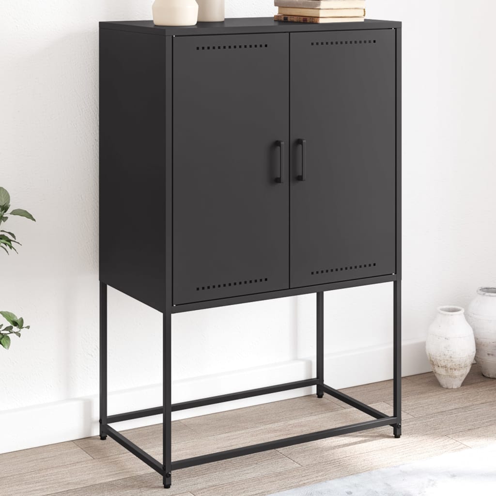 Hoge kast 68,5x38,5x107 cm staal zwart is nu te koop bij PeponiXL, paradijselijk wonen!